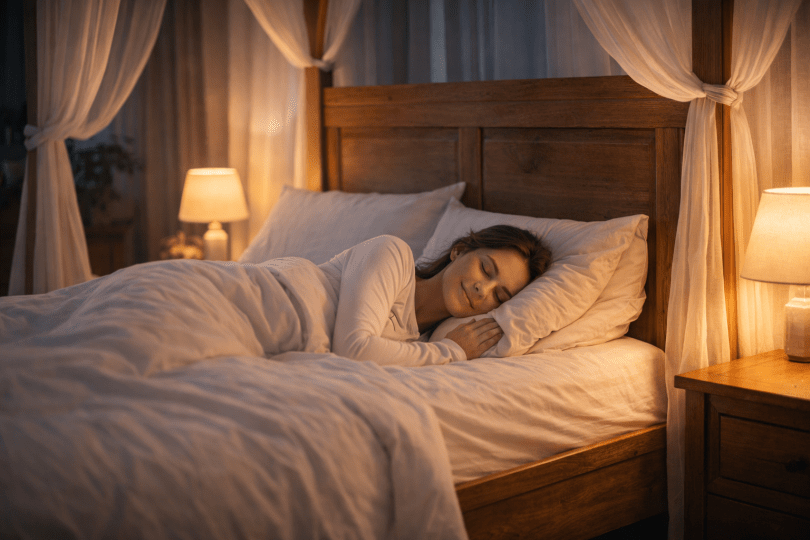 Sleeping on a wood bed frame
