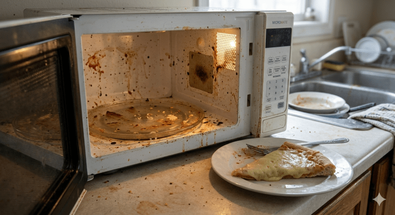 Gross microwave and pizza
